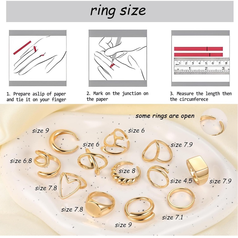 12Pcs Gold Stackable Rings Set, 18K Gold Plated Open Stacking Knuckle Ri… - Picture 6 of 8